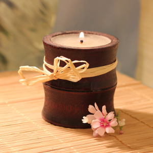 candle in bamboo varnished