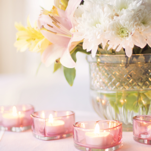 candles in heart containers